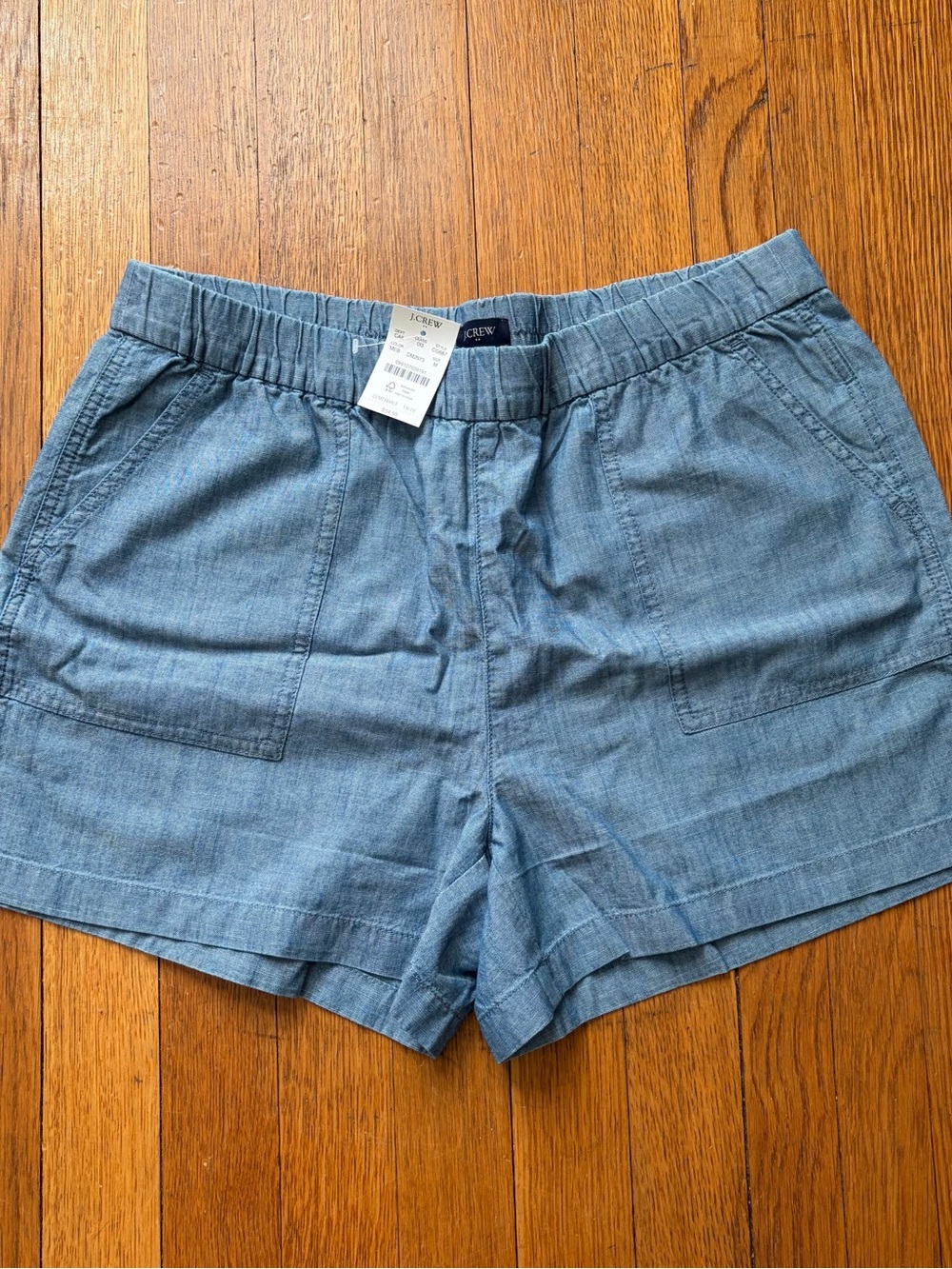 J. Crew Light Blue Chambray Pull-on Shorts, M, NWT